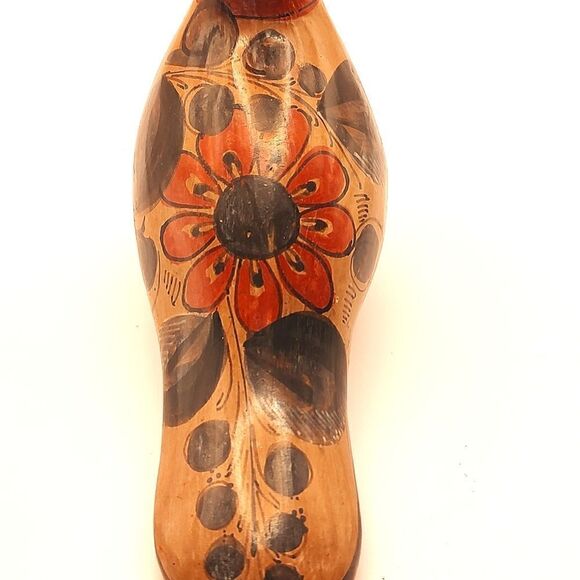 Vintage Hand Painted Mexican Folk Art Tonala Pottery Bird Figurine Signed - Picture 8 of 12